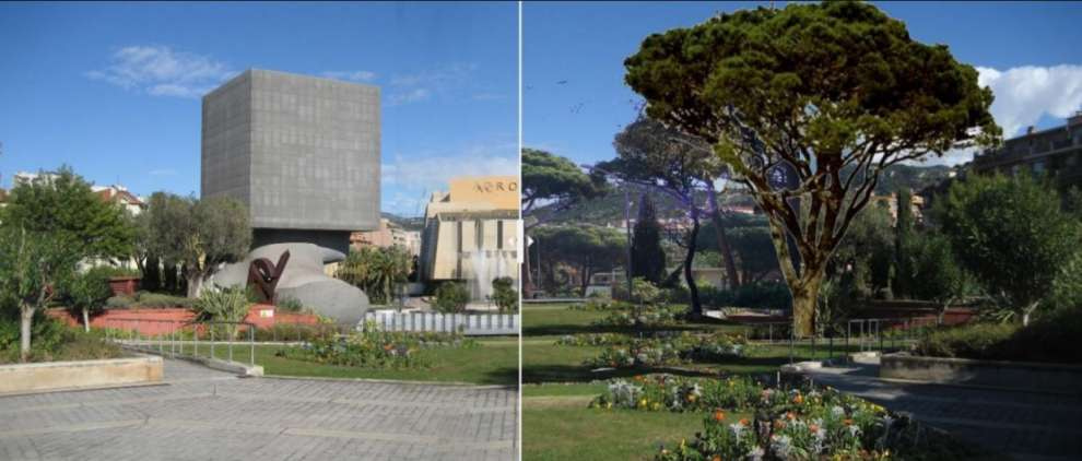 До/После: так может выглядеть Ницца после разрушения Акрополиса и Национального театра.