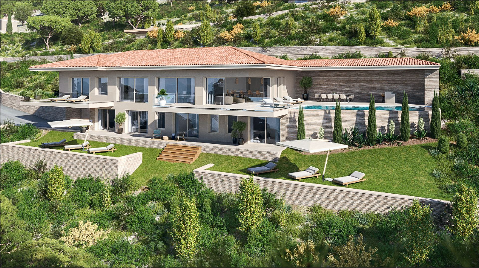 Новая вилла с видом на море в Гримо Сен-Тропе