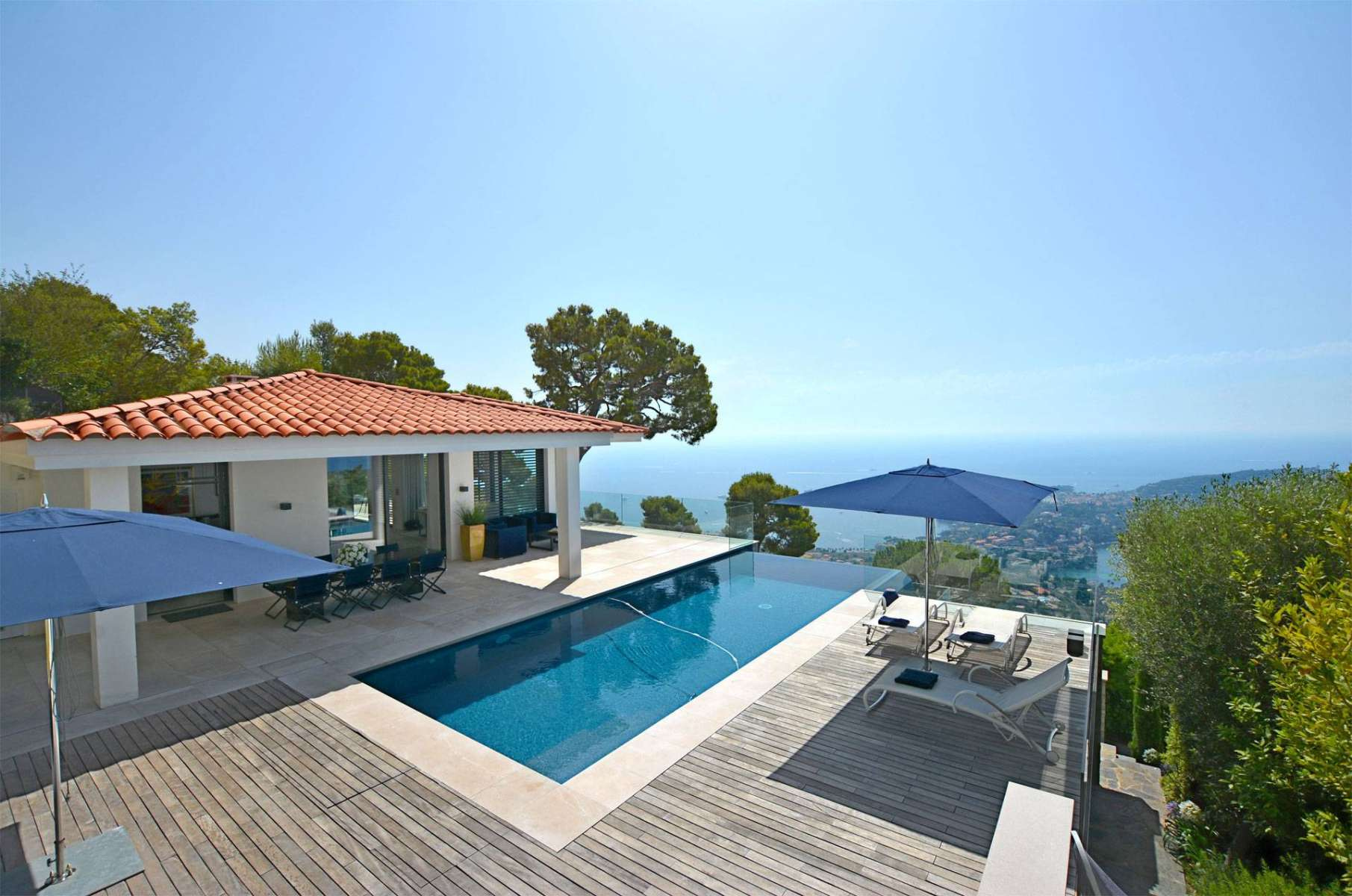 Villefranche-sur-Mer Modern Villa with Panoramic Sea View in Gated Community